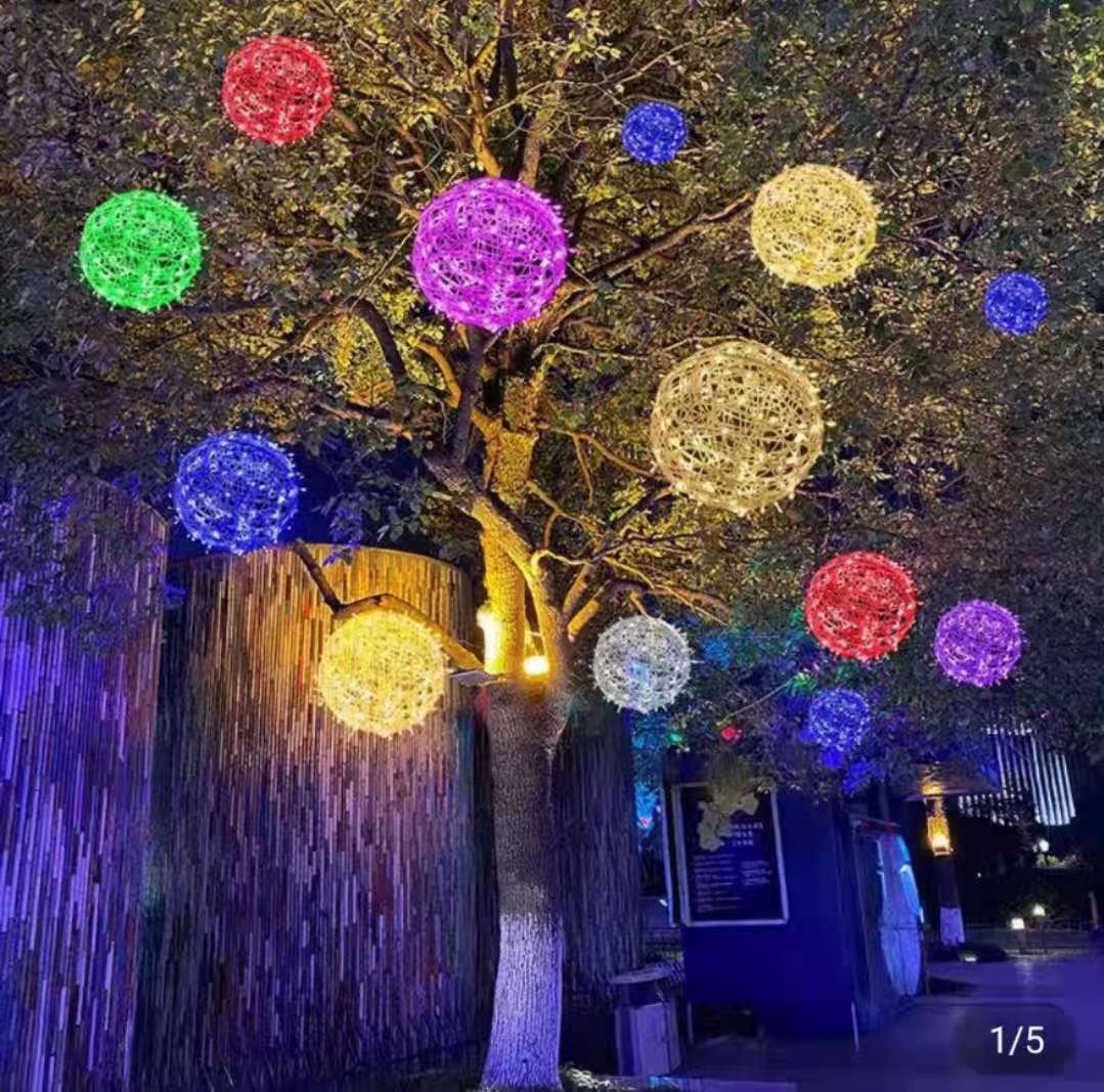 led藤球灯户外挂树灯圆球灯景观亮化工程街道树木节日装饰彩灯串