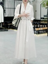 高级感时尚韩版衬衫连衣裙2024夏季新款法式洋气收腰显瘦百搭长裙