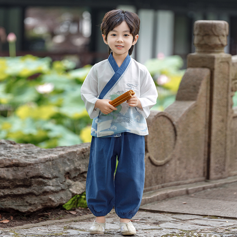 Hanfu boys' spring and autumn children's Chinese style Tang suit 2024 new boy's Chinese style clothing kindergarten performance clothing image