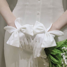 新娘蕾丝手套蝴蝶结白色结婚婚庆婚礼优雅复古仙旅拍协助礼服代发