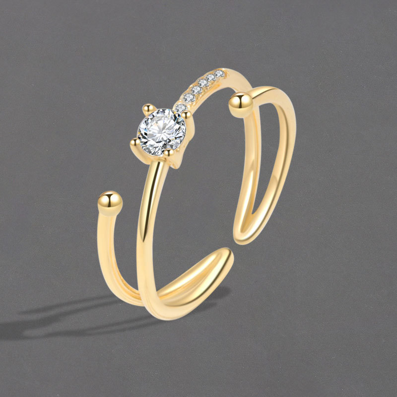 星球轨迹闪钻戒指ins小众轻奢简约百搭显白闺蜜对戒流星双层指环