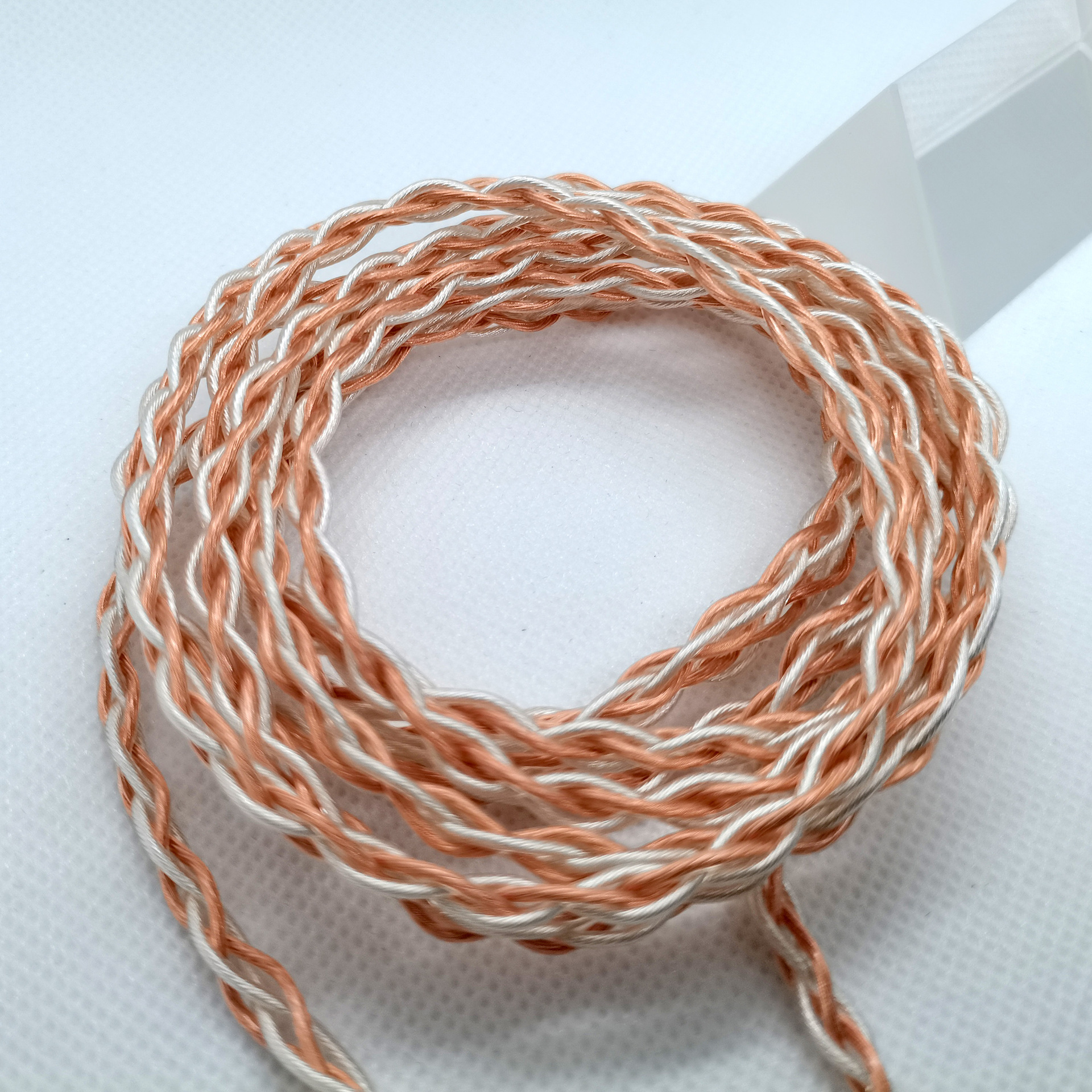 tpu柔软无氧铜镀银耳机线4股铜银麻花编织diy耳机升级线音频线材