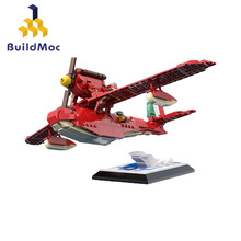 MOC-116736宫qi骏红猪水上飞机积木模型兼容乐高拼搭积木玩具