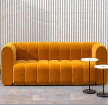 北欧现代简约整装条纹沙发客厅家居设计师小户型简约丝绒布艺沙发