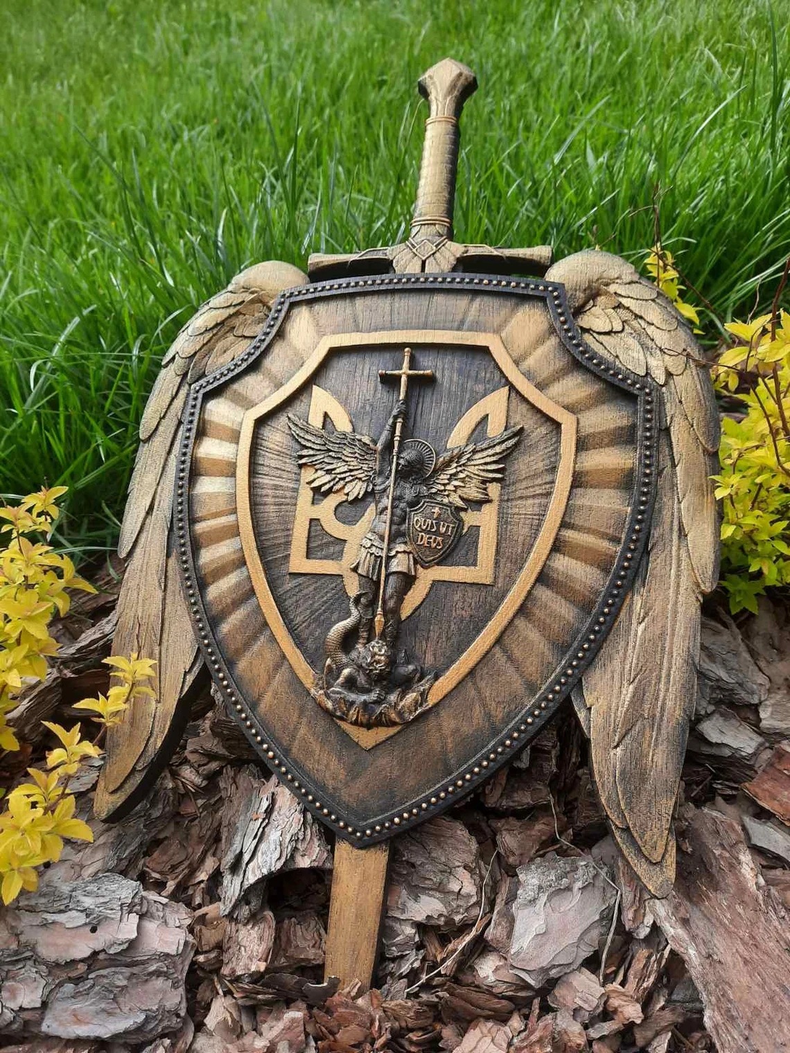 archangel michael shield天使长迈克尔盾牌剑家居装饰品挂件