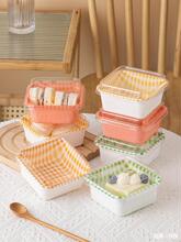 提拉米苏盒子蛋糕包装盒三明治格纹甜品烘焙一次性野餐便当打包盒
