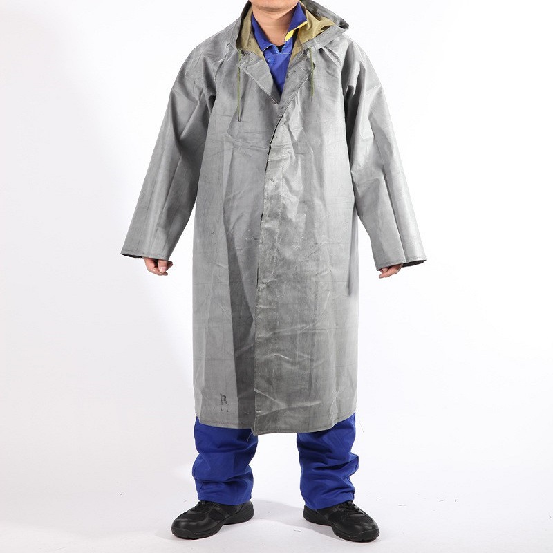 87老式橡胶带袖帆布长雨衣 双层加厚全棉 橡胶雨衣雨裤套装 防水