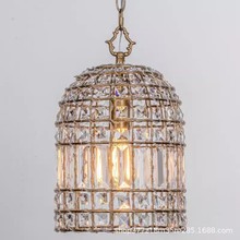 法式古董水晶单头吊灯创意餐厅灯鸟笼个性玄关灯具复古美式阳台灯