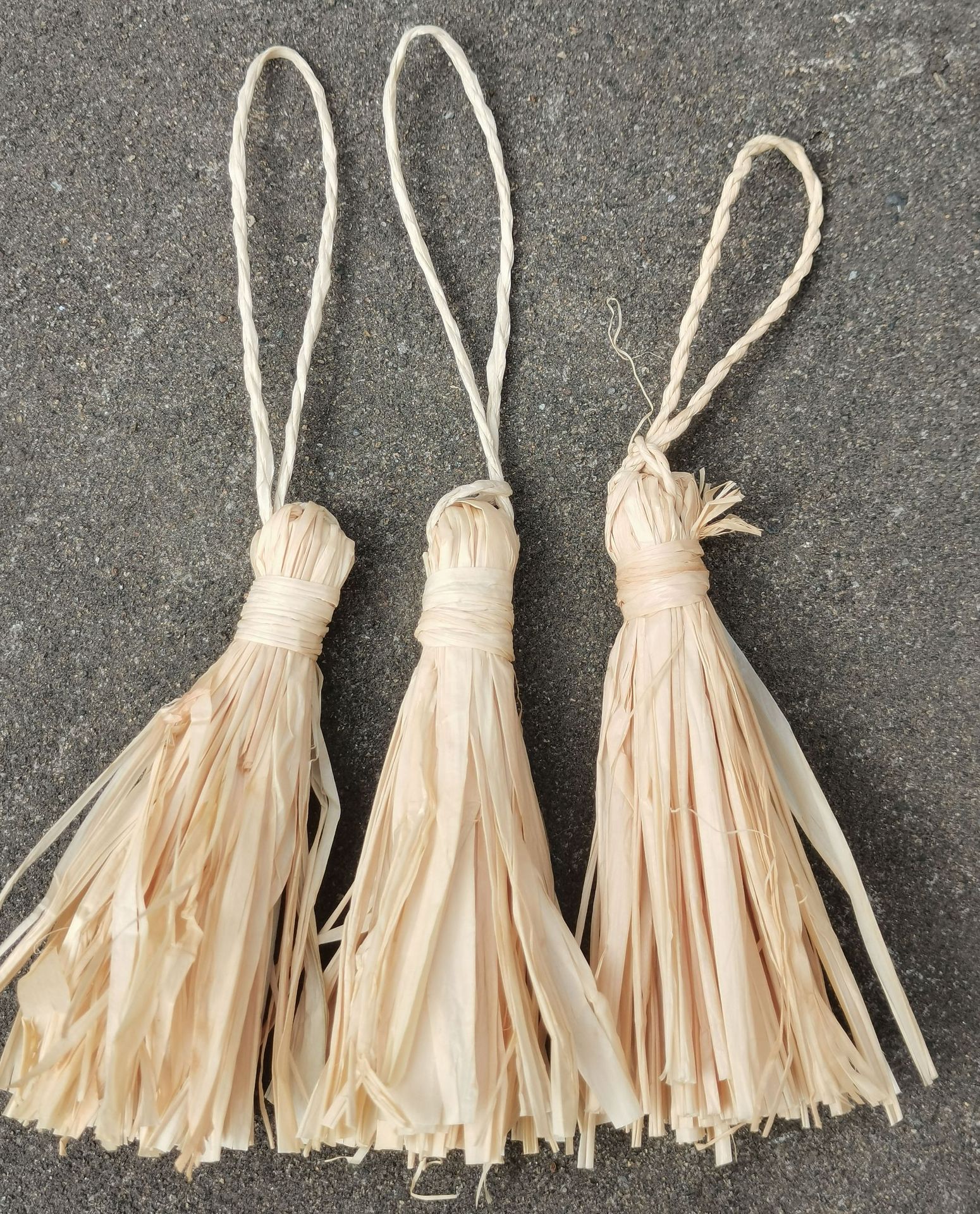 farmhouse decor手工环保本色麻绳流苏拉菲草吊穗工艺品辅料装饰