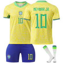 新款2425巴西球衣10号内马尔20维尼修斯成人儿童套装足球服代发