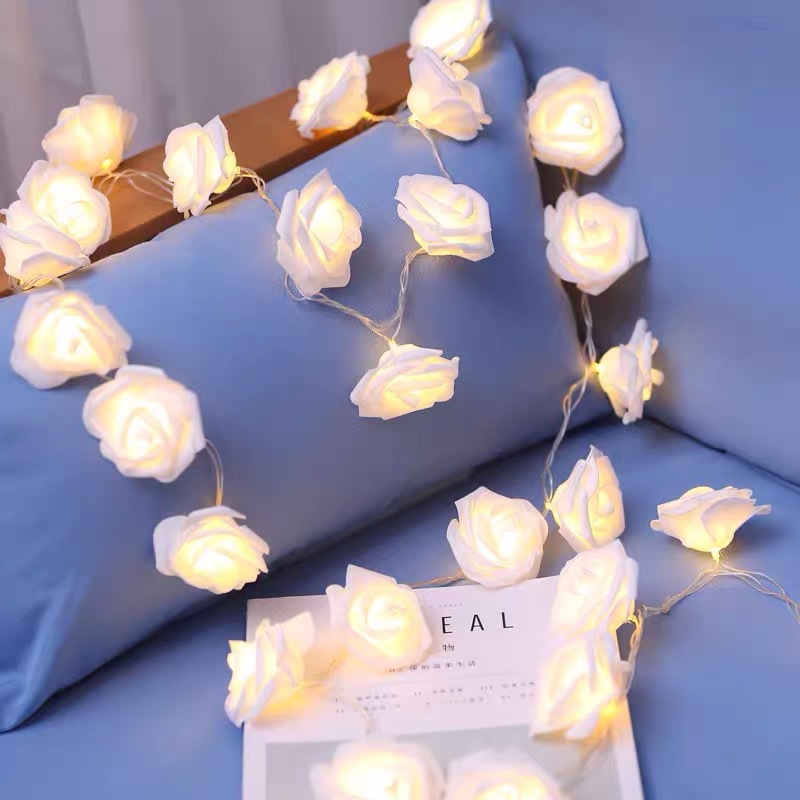 创意玫瑰小夜灯求婚灯串led彩灯灯串 电池盒灯串室内装饰灯