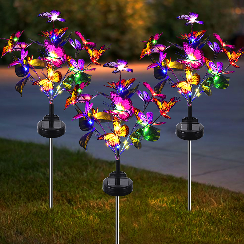 Factory Customized New Hot Selling Solar Seven-Head Butterfly Lantern Outdoor Lawn Garden Decoration Lantern