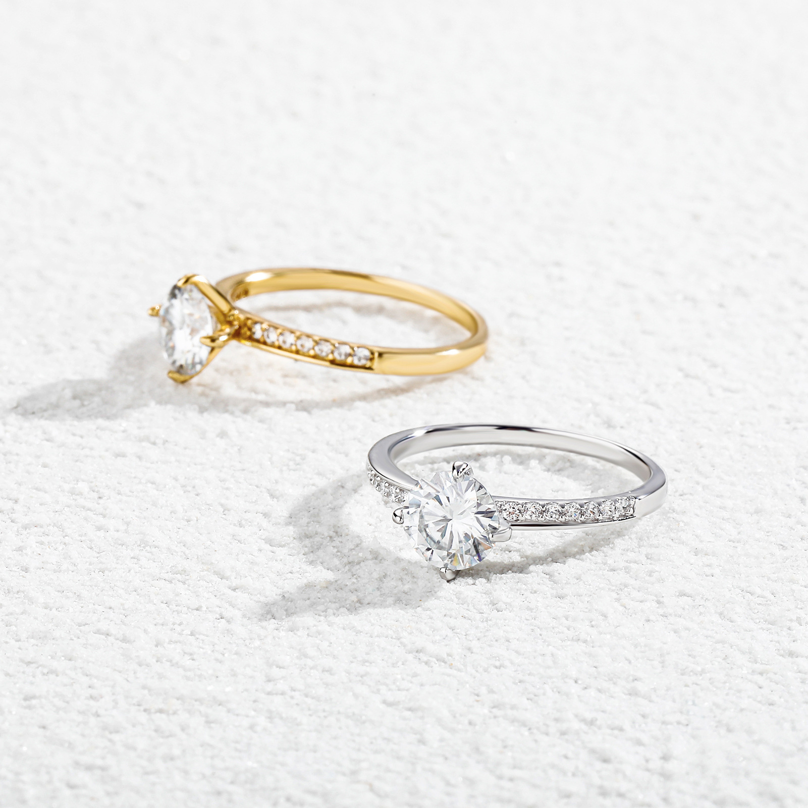 抖音供应商莫桑钻戒情人节礼物八爪925银戒指女时尚简约金澳饰品