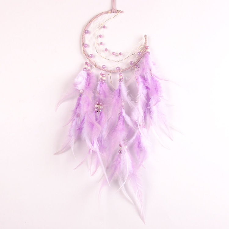 SOURCE Factory Creative Moon Pink Dreamcatcher Tourist Scenic Spot Souvenir Feather Girl Heart Decorative Pendant
