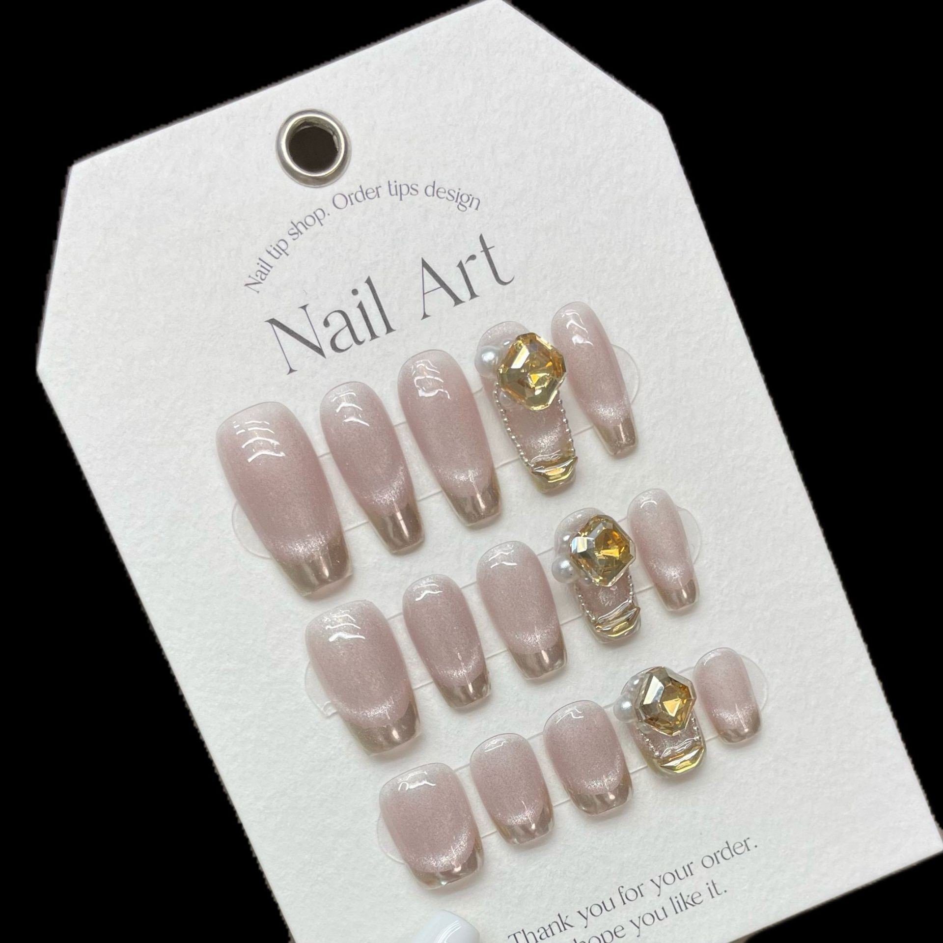 Handmade Wear Armor Dreaming Paris Fake Nails Nail Stickers Cat Eye Nude Magic Mirror French Best-Seller on Douyin Wholesale