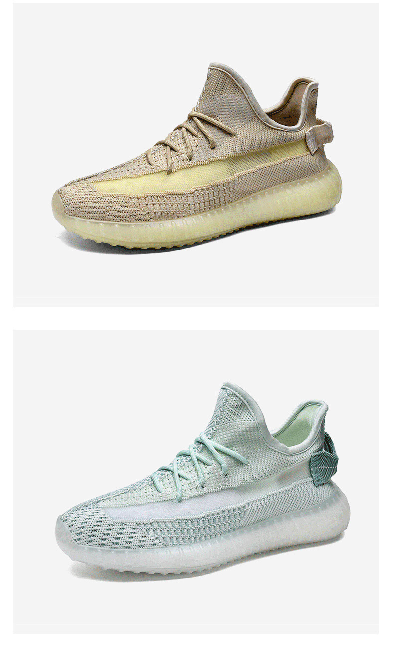 椰子350v2 爆米花底黑白天使 冰蓝 3m反光男士运动透气跑步休闲鞋