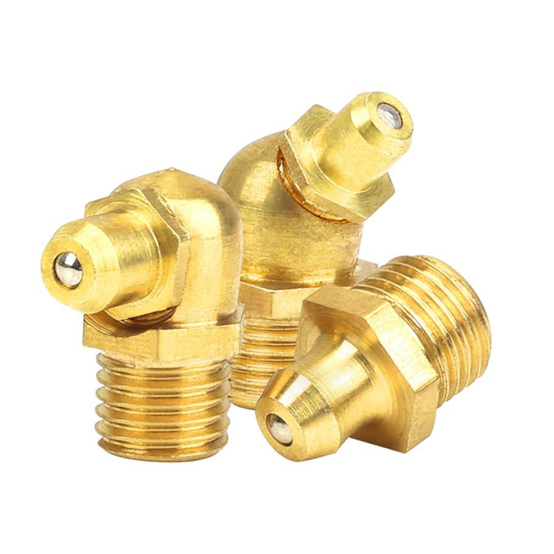 铜油嘴头铜油杯油枪注油嘴枪头弯45度油嘴挖机货车铲车纯铜黄油嘴