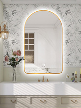 法式拱形智能浴室镜卫生间厕所镜子带灯家用除雾镜LED梳妆镜壁挂