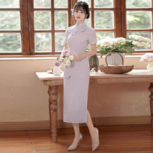 新中式改良旗袍连素雅韵味2024年夏季收腰衣裙显瘦显白少女连衣裙