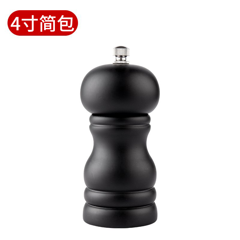 4-Inch Solid Wood Pepper Grinder Black Pepper Pepper Freshly Ground Manual Grinding Device Grinder Pu Paint Pepper Mill