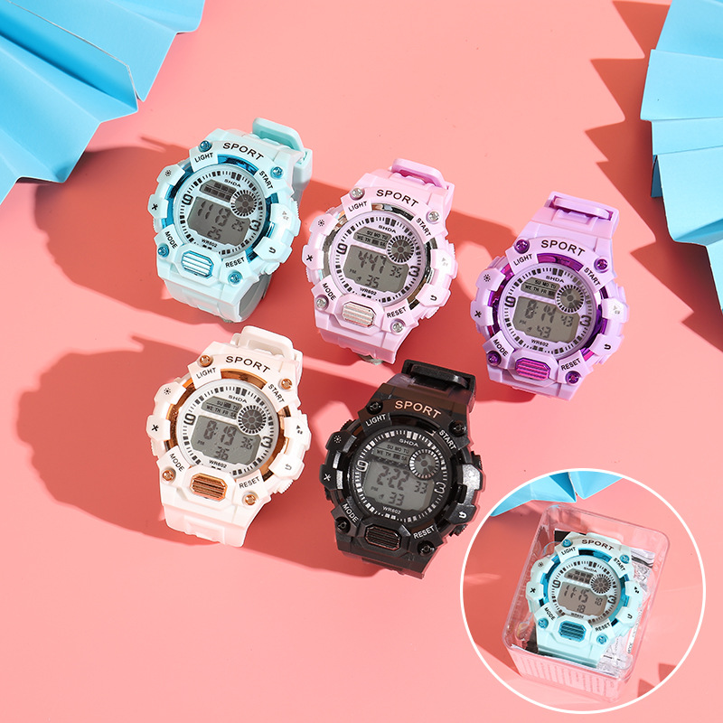 602 Time Boiled Rain New Transparent Square Electronic Watch Junior High School Female Student Personality Watch Wholesale Fashion Watch