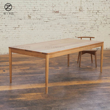 北欧日式现代简约白橡木全实木餐桌长方形书桌黑胡桃木家具