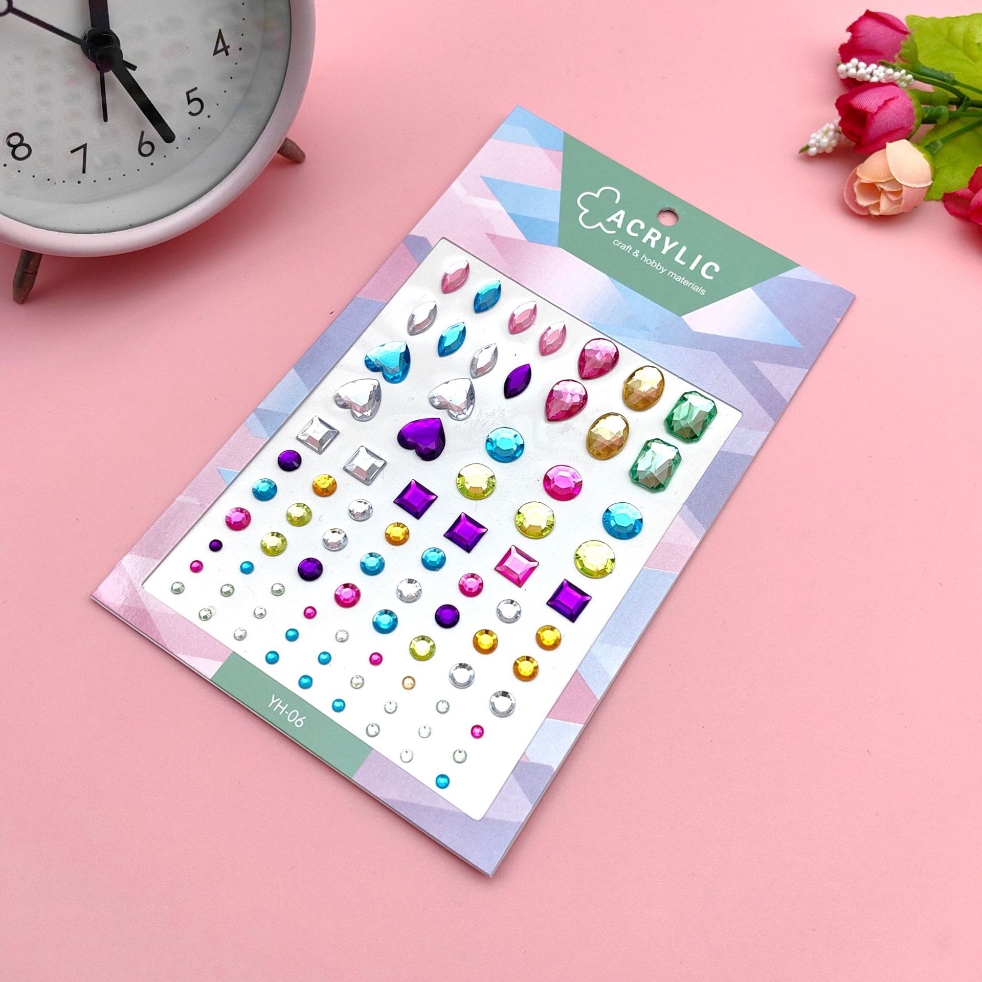 Cross-Border Children's Gem Stickers Crystal Diamond Reward Sticker Decorative Toys Colored Loving Heart round Plum DIY