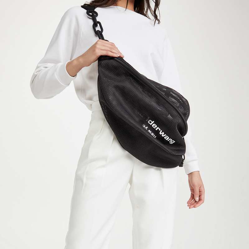 山大王 wang包 现货 秒发 aw网纱镂空单肩包健身房旅行包链条潮包