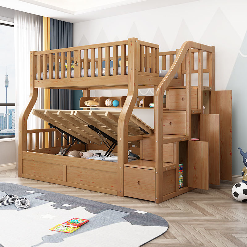 高低床高箱床上下铺双层床上下床儿童床实木床双人床多功能子母床