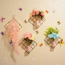 房间装饰品ins女生客厅卧室墙上装饰假花花墙上挂件花瓶玻璃