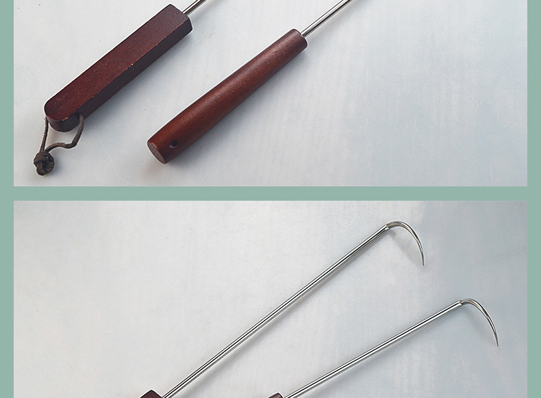 不锈钢木柄肉钩长柄猪肉钩卤肉钩抓肉钩捞肉钩肉抓钩烧腊钩