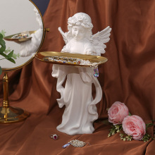 北欧天使托盘创意收纳盘子树脂工艺品客厅卧室装饰天使收纳首饰盘