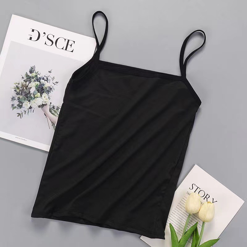 [Factory Wholesale] Spring and Summer Running Volume Solid Color Small Sling Vest Inner Match Bottoming Women's Slim Fit Large Size round Neck All-Matching