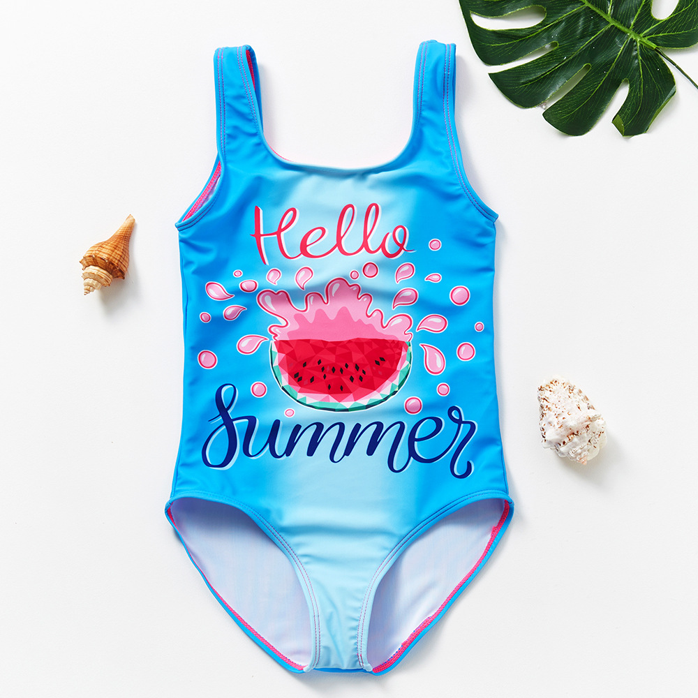 Spot Foreign Trade New Girl's One-Piece Swimming Suit 1-10 Years Old Children's One-Piece Swimsuit Children Swimsuit