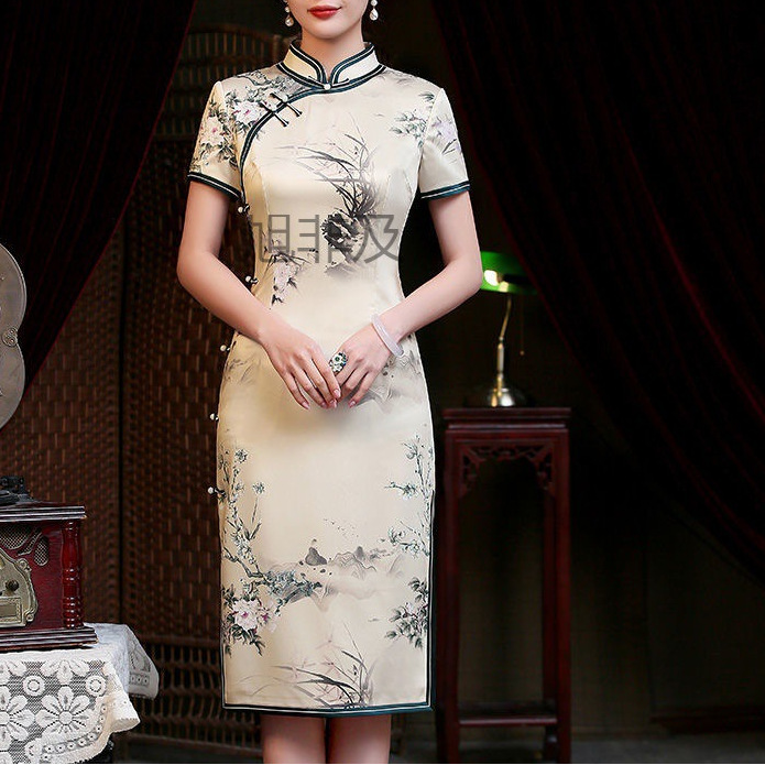 x痱优雅妈妈旗袍礼服高贵中老年中国风中长款旗袍2024年新款改良