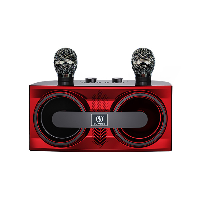 ys-206无线蓝牙音箱话筒一体家庭ktv套装多功能重低音led音响厂