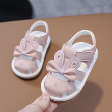 夏季1-2岁女宝宝凉鞋学步鞋8-18个月软底防滑婴幼儿鞋包头叫叫鞋2