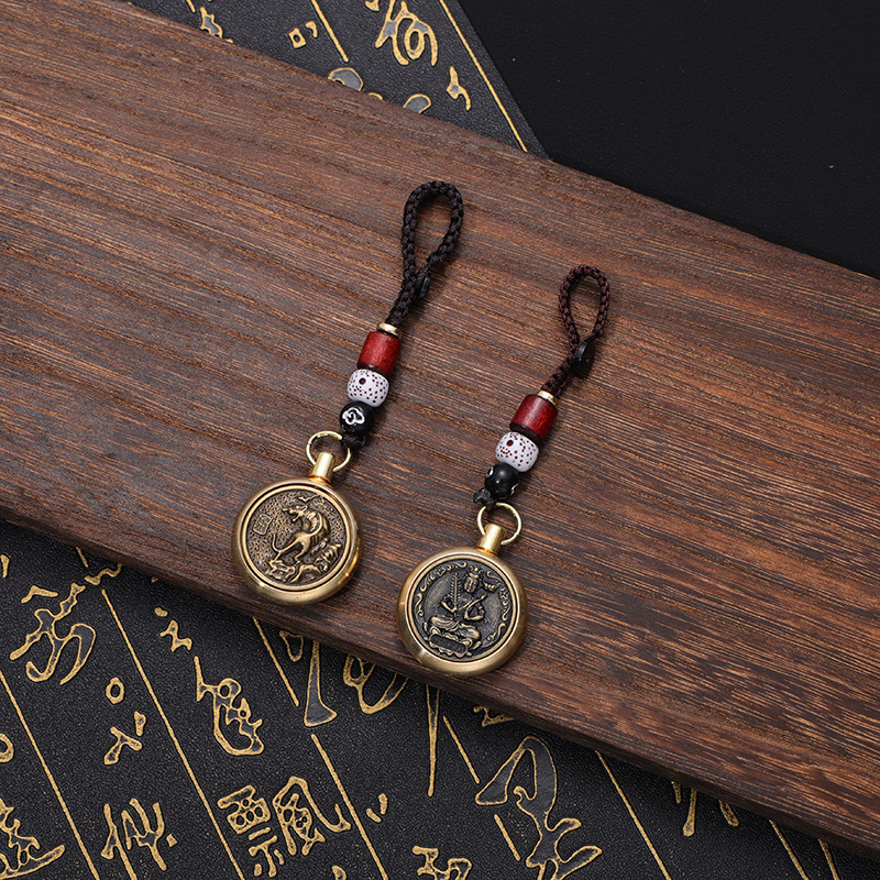 New Brass Turn Eight Patron Saints Zodiac Side Buddha Car Key Ring Pendant 12 Zodiac