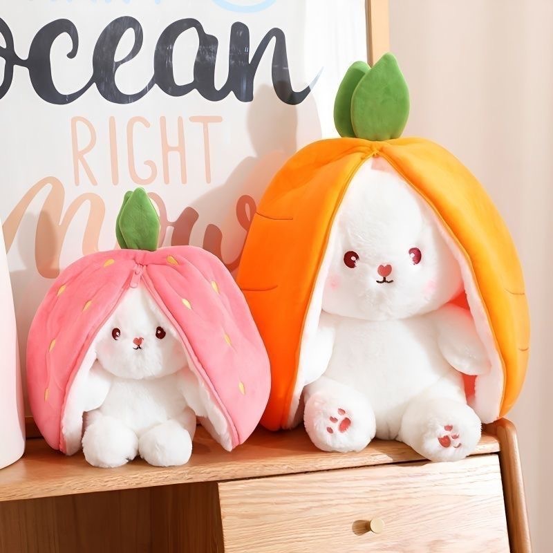 Wholesale Strawberry Rabbit Transformation Bunny Doll Doll Puppet Carrot Rabbit Plush Doll Sleeping Pillow