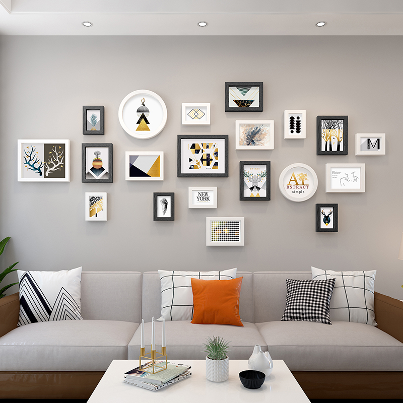 北欧风相框组合沙发背景墙照片墙装饰创意网红房间打印相片加画框