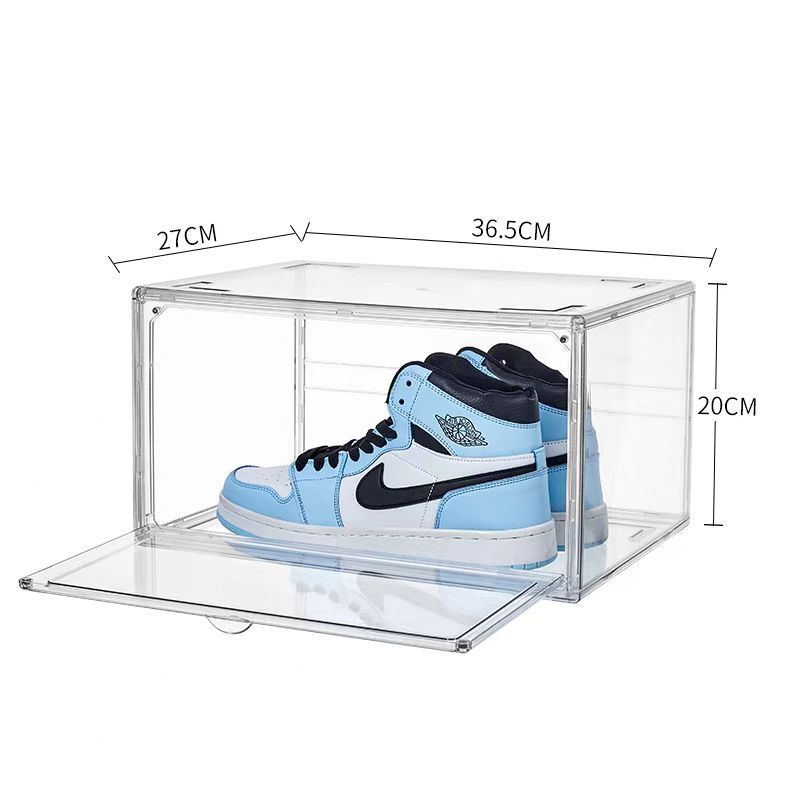 Transparent Shoe Box Magnetic Air Jordan Sneakers Storage Box Sneakers Display Cabinet Dustproof Moisture-Proof Shoe Cabinet Factory Wholesale