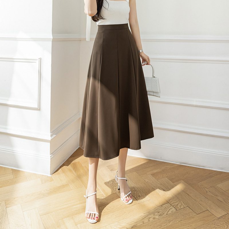 Skirt Women's Summer 2023 New Fashion Small High Waist Pleated A- line Mid-Length Big Hem Umbrella Skirt