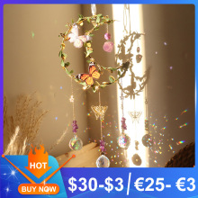 New Style Star Moon Crystal Wind Chime Butterfly Hanging Rai