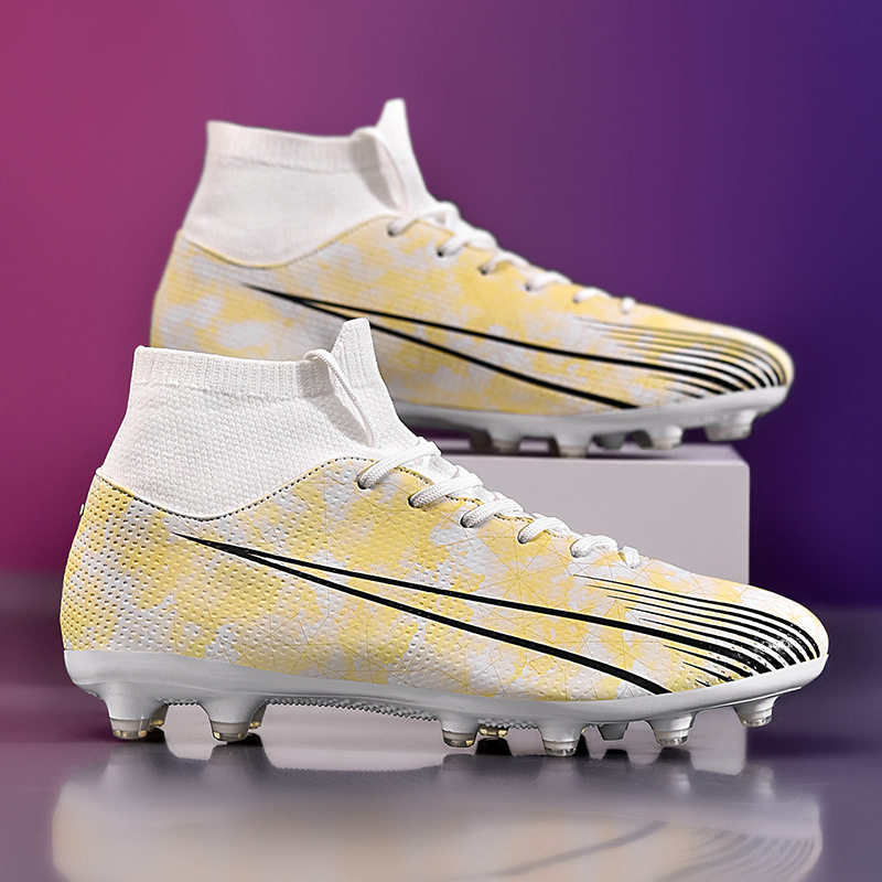 跨境大码4647足球鞋高帮青少年中小学生训练鞋ag长钉tf碎钉运动鞋