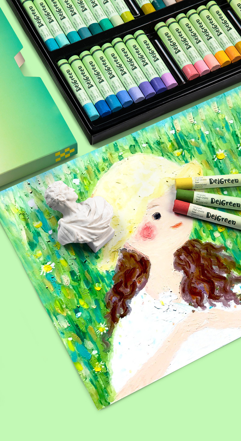 丹可林油画棒 三代24重彩儿童涂色蜡笔木盒高级灰软性单色补充装