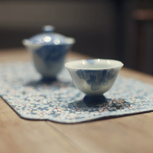 蓝牡丹执梦主人杯品茗杯茶杯釉下彩手绘景德镇陶瓷茶具