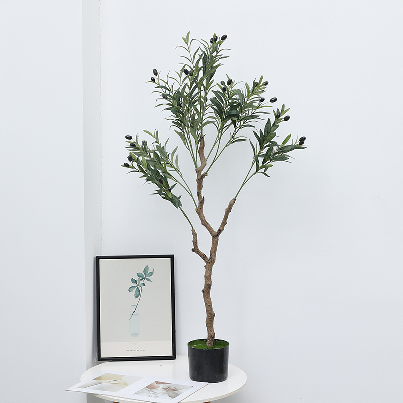 北欧大型仿真植物ins网红橄榄树绿植室内窗台假树落地假盆栽摆件