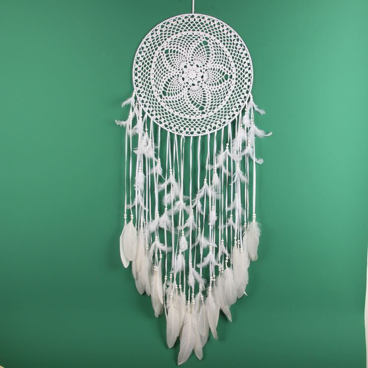 40cm Large White Feather Mori Style Dreamcatcher Living Room Background Wall Decoration Wedding Wedding Scene Props