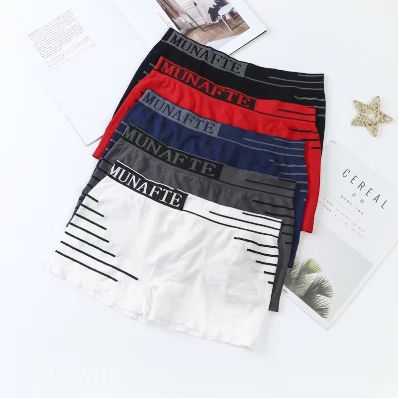 Men's Boxer Shorts Mid Waist plus Size Sports Seamless Comfortable Breathable Quick-Drying Letters Boxer Men's Underwear Wholesale