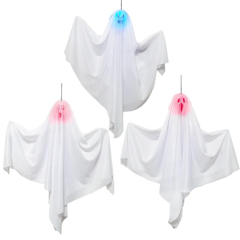 Halloween Glowing White Ghost Hanging Ghost Horror Decoration Door Hanging Haunted House Chamber Escape Scene Setting Props